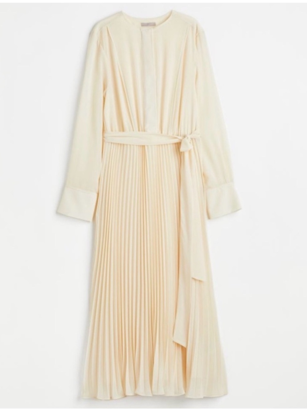 H&M Cream Pleased Tie Belt Dress Size Large Excellent Condition